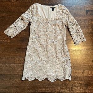 White House black market size 4 tan lace dress